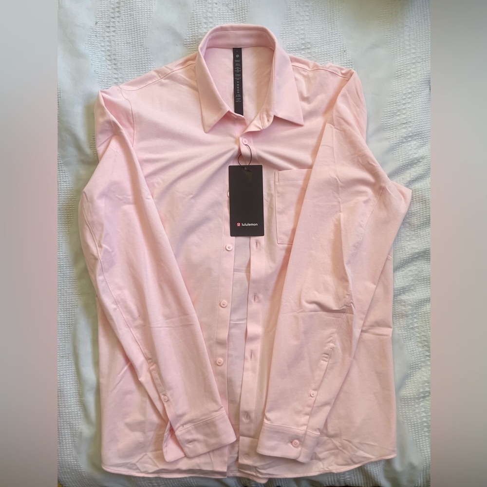 Lululemon pink Commission long sleeve button down shirt